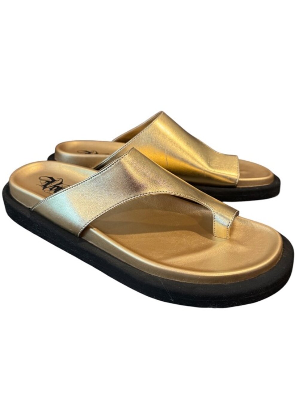 Kat Von D Poe Gold Metallic Slide Sandals – Women’s Size 12 (Rare!)